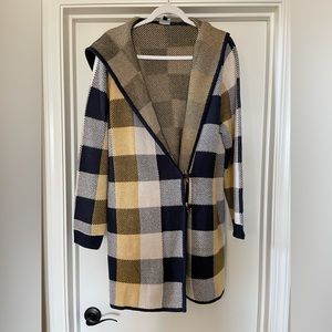 Cabi Buffalo Plaid Sweater Coat